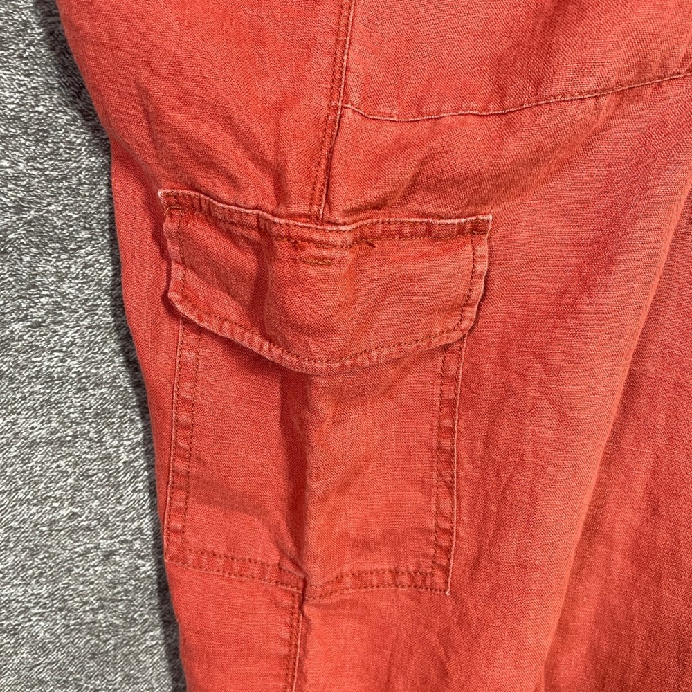 Sanctuary Linen Cargo Pants Womens Medium Coral 100% Elastic Drawstring Waist - Picture 9 of 13